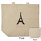 Black Eiffel Tower Reusable Cotton Grocery Bag - Front & Back View