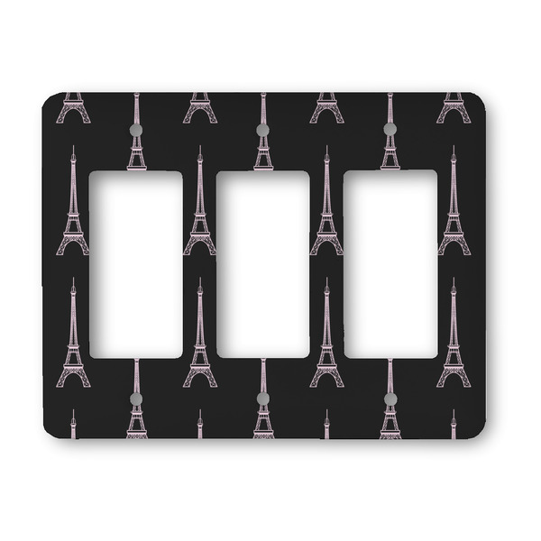 Custom Black Eiffel Tower Rocker Style Light Switch Cover - Three Switch