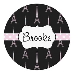 Black Eiffel Tower Round Decal (Personalized)