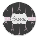 Black Eiffel Tower Sandstone Car Coaster - Single (Personalized)