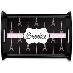 Black Eiffel Tower Black Wooden Tray - Small (Personalized)