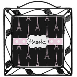 Black Eiffel Tower Square Trivet (Personalized)