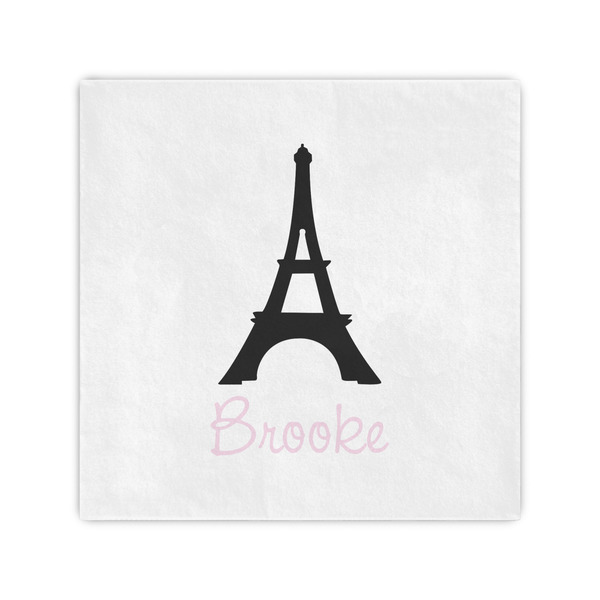 Custom Black Eiffel Tower Standard Cocktail Napkins (Personalized)