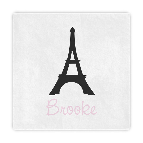 Custom Black Eiffel Tower Decorative Paper Napkins (Personalized)