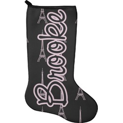 Black Eiffel Tower Holiday Stocking - Single-Sided - Neoprene (Personalized)