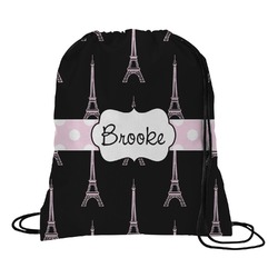 Black Eiffel Tower Drawstring Backpack - Medium (Personalized)