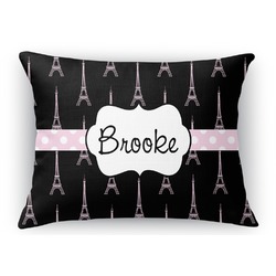 Black Eiffel Tower Rectangular Throw Pillow Case - 12"x18" (Personalized)