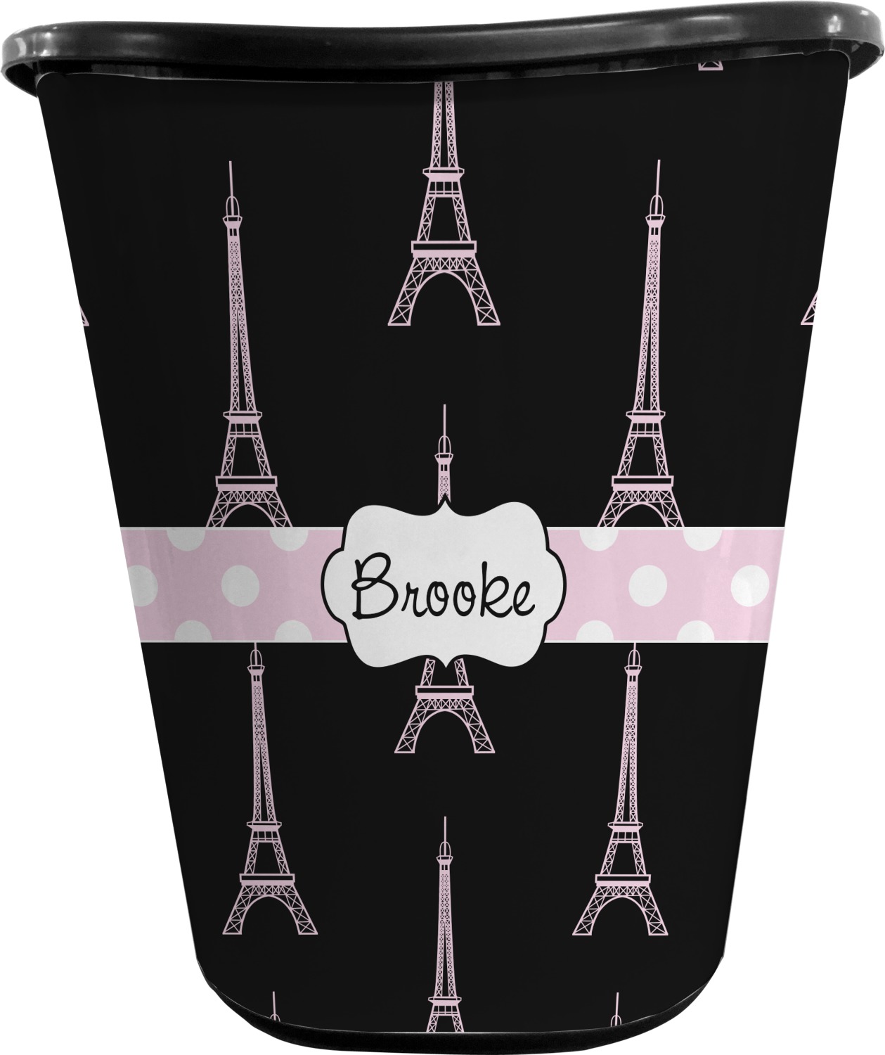 Custom Black Eiffel Tower Waste Basket (Personalized) | YouCustomizeIt