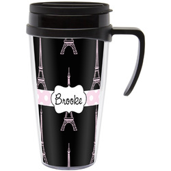 Black Eiffel Tower Acrylic Travel Mug with Handle (Personalized)