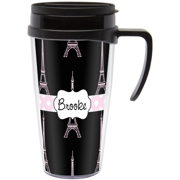 Custom Black Eiffel Tower Acrylic Travel Mug with Handle (Personalized)