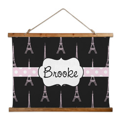 Black Eiffel Tower Wall Hanging Tapestry - Wide (Personalized)