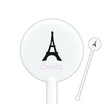 Black Eiffel Tower 5.5" Round Plastic Stir Sticks - White - Double Sided (Personalized)