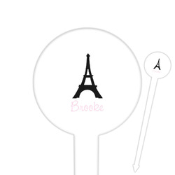 Black Eiffel Tower 6" Round Plastic Food Picks - White - Double Sided (Personalized)