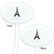 Black Eiffel Tower White Plastic 7" Stir Stick - Double Sided - Oval - Front & Back