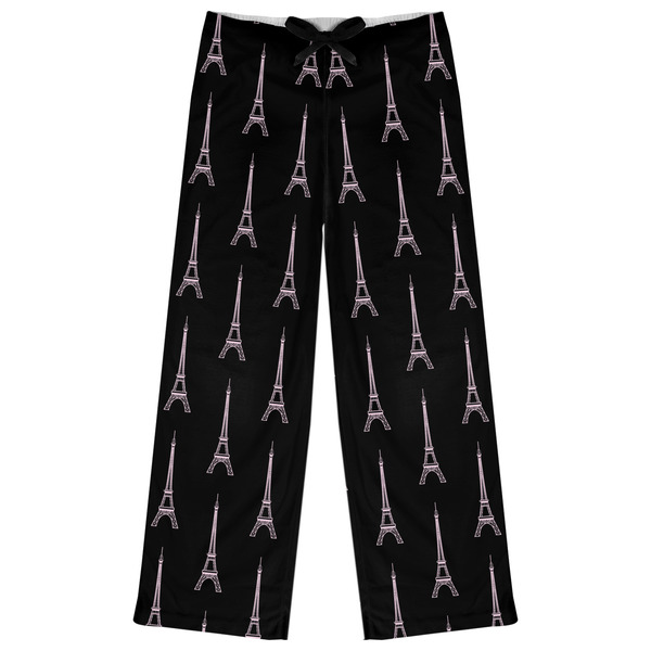 Custom Black Eiffel Tower Womens Pajama Pants - M
