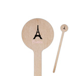 Black Eiffel Tower 6" Round Wooden Stir Sticks - Single Sided (Personalized)