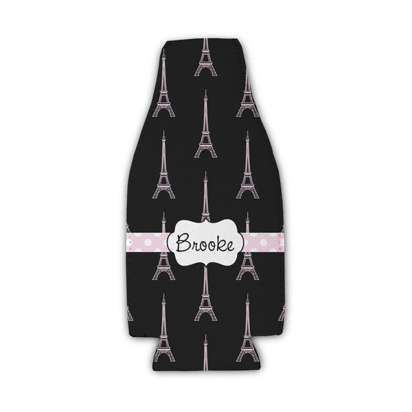 Custom Black Eiffel Tower Zipper Bottle Cooler (Personalized)