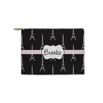 Black Eiffel Tower Zipper Pouch - Small - 8.5"x6" (Personalized)