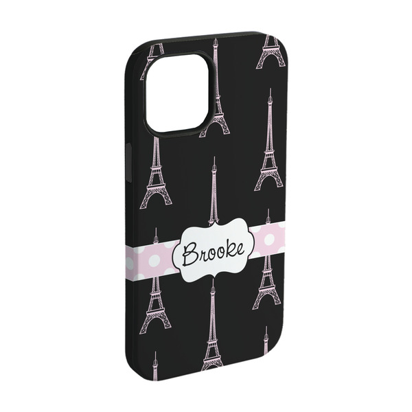 Custom Black Eiffel Tower iPhone Case - Rubber Lined - iPhone 15 Pro (Personalized)