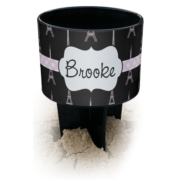 Custom Black Eiffel Tower Black Beach Spiker Drink Holder (Personalized)