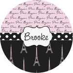 Paris Bonjour and Eiffel Tower Multipurpose Round Labels - 1" (Personalized)