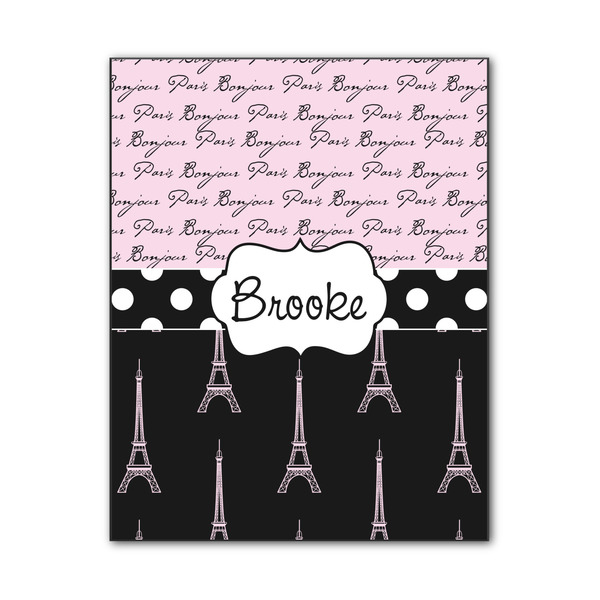 Custom Paris Bonjour and Eiffel Tower Wood Print - 11x14 (Personalized)