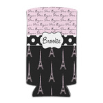 Paris Bonjour and Eiffel Tower Can Cooler (tall 12 oz) (Personalized)