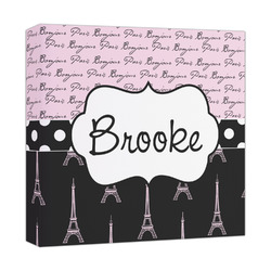 Paris Bonjour and Eiffel Tower Canvas Print - 12x12 (Personalized)