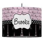 Paris Bonjour and Eiffel Tower Drum Pendant Lamp (Personalized)