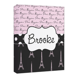 Paris Bonjour and Eiffel Tower Canvas Print - 16x20 (Personalized)