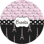 Paris Bonjour and Eiffel Tower Multipurpose Round Labels - 2" (Personalized)