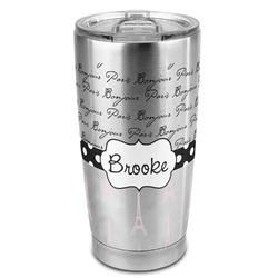 Paris Bonjour and Eiffel Tower 20oz Stainless Steel Double Wall Tumbler - Full Print (Personalized)