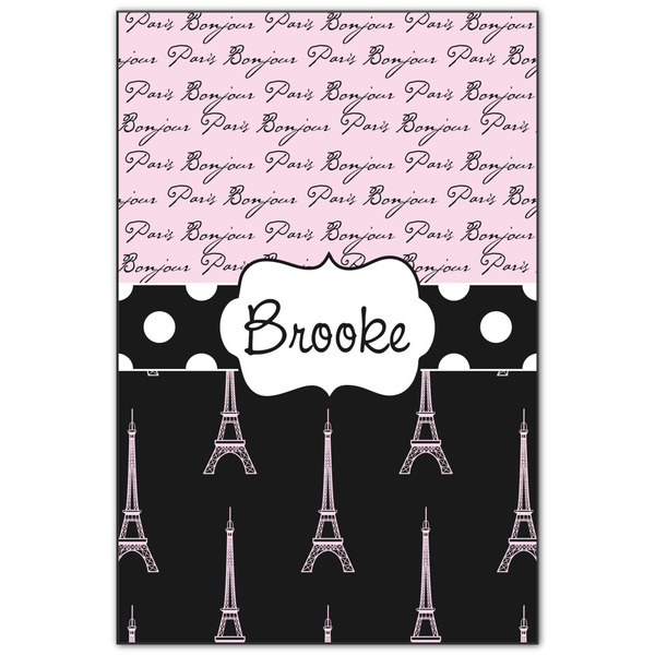 Custom Paris Bonjour and Eiffel Tower Wood Print - 20x30 (Personalized)