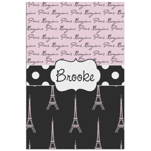 Custom Paris Bonjour and Eiffel Tower Poster - Matte - 24x36 (Personalized)