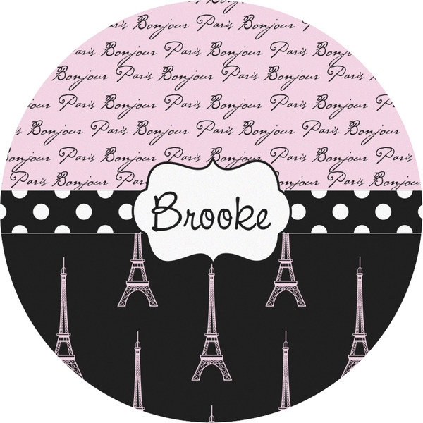 Custom Paris Bonjour and Eiffel Tower Multipurpose Round Labels - Custom Sized (Personalized)