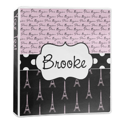 Paris Bonjour and Eiffel Tower 3-Ring Binder - 1 inch (Personalized)