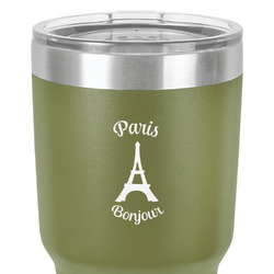 Paris Bonjour and Eiffel Tower 30 oz Stainless Steel Tumbler - Olive - Single-Sided (Personalized)