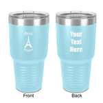 Paris Bonjour and Eiffel Tower 30 oz Stainless Steel Tumbler - Teal - Double-Sided (Personalized)