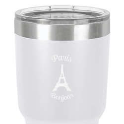 Paris Bonjour and Eiffel Tower 30 oz Stainless Steel Tumbler - White - Single-Sided (Personalized)