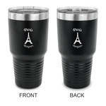 Paris Bonjour and Eiffel Tower 30 oz Stainless Steel Tumbler - Black - Double Sided (Personalized)