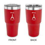 Paris Bonjour and Eiffel Tower 30 oz Stainless Steel Tumbler - Red - Double Sided (Personalized)