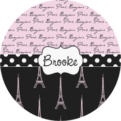 Paris Bonjour and Eiffel Tower Multipurpose Round Labels - 5" (Personalized)