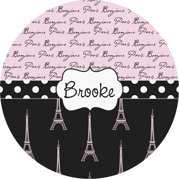 Custom Paris Bonjour and Eiffel Tower Multipurpose Round Labels - 5" (Personalized)