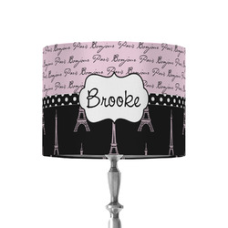 Paris Bonjour and Eiffel Tower 8" Drum Lamp Shade - Fabric (Personalized)