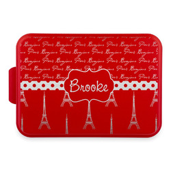 Paris Bonjour and Eiffel Tower Aluminum Baking Pan with Red Lid (Personalized)