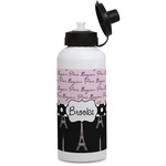 Paris Bonjour and Eiffel Tower Water Bottles - Aluminum - 20 oz - White (Personalized)