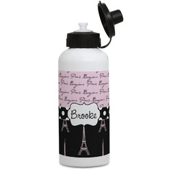 Paris Bonjour and Eiffel Tower Water Bottles - Aluminum - 20 oz - White (Personalized)