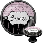 Paris Bonjour and Eiffel Tower Cabinet Knob (Black) (Personalized)