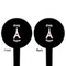 Paris Bonjour and Eiffel Tower Black Plastic 4" Food Pick - Round - Double Sided - Front & Back