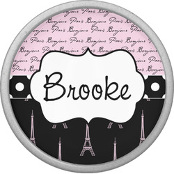 Paris Bonjour and Eiffel Tower Cabinet Knob (Silver) (Personalized)
